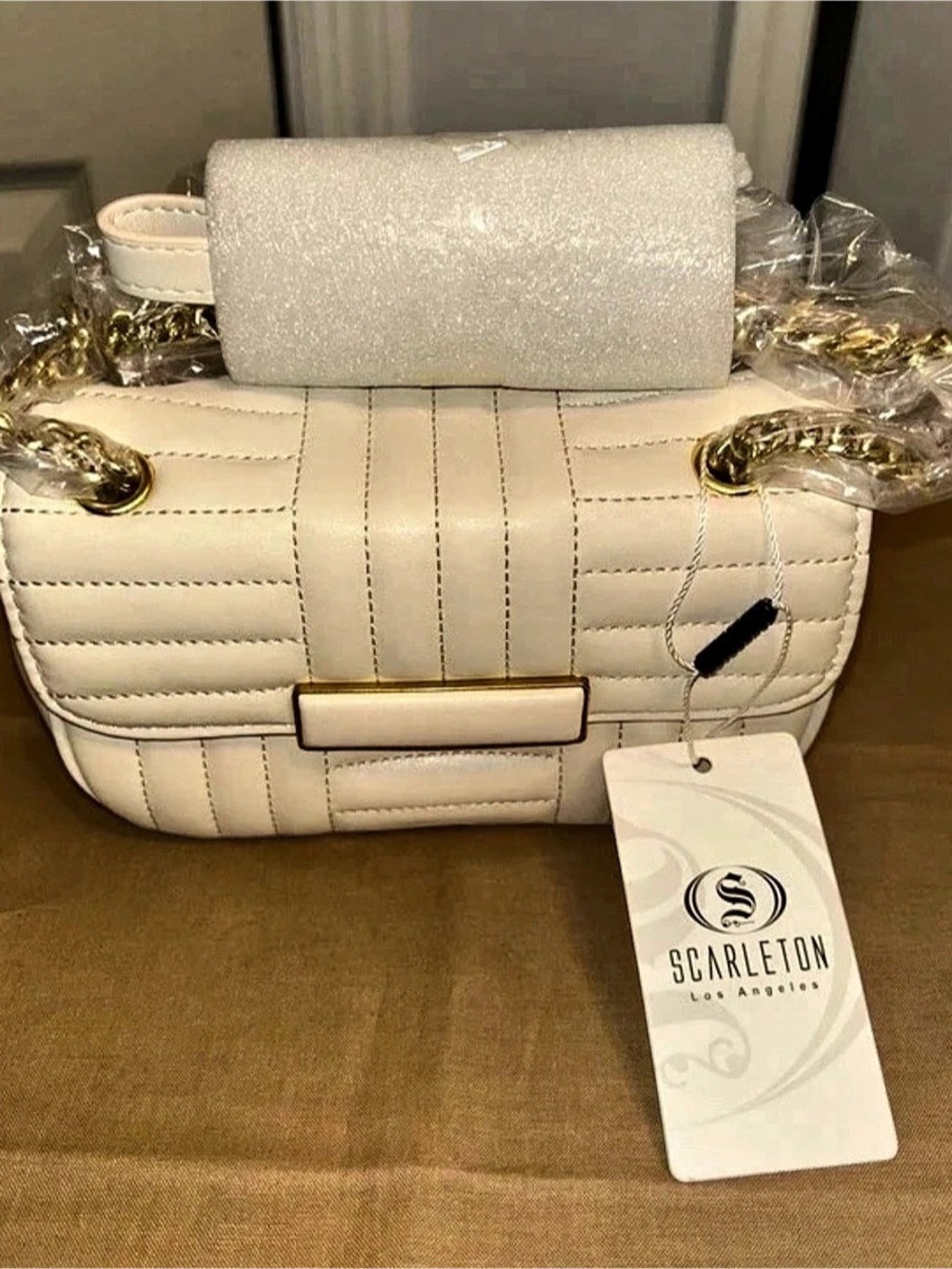 Scarletto Los Angeles White Quilted Shoulder Bag NWT